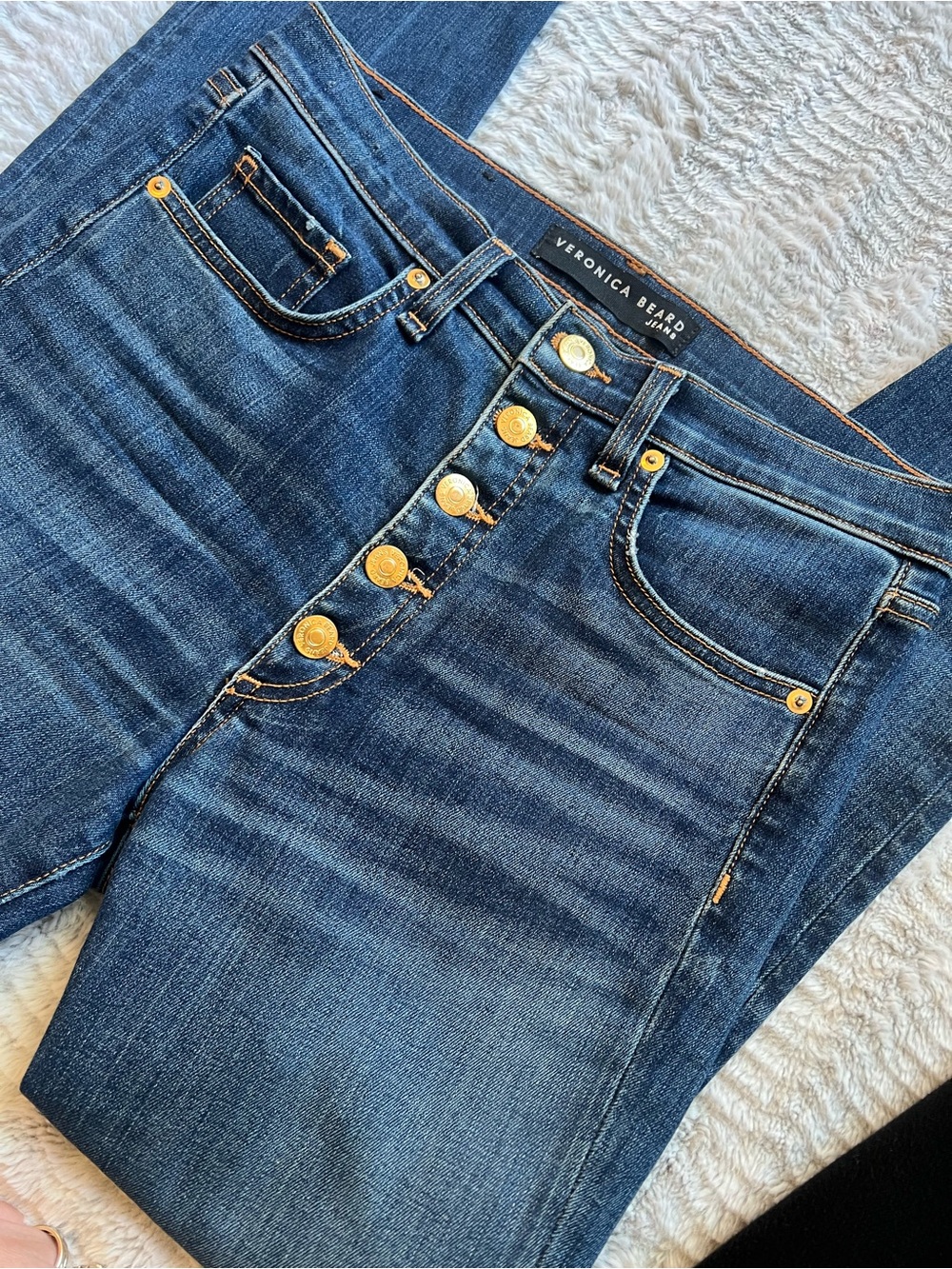 Veronica Beard Debbie Women's Dark Blue 5 Button-Fly Jeans